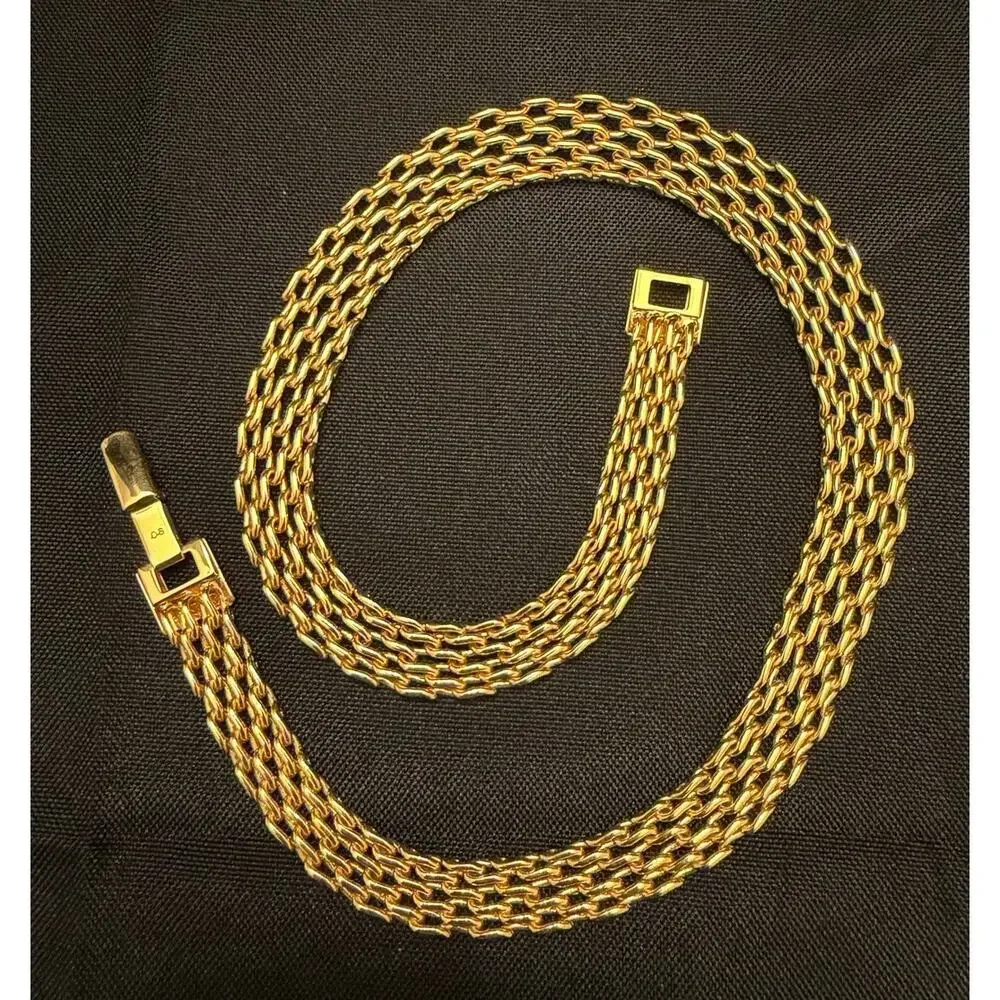 Vintage Gold-Tone Graduated Mesh Chain Choker Necklace MCM Statement Collar 18